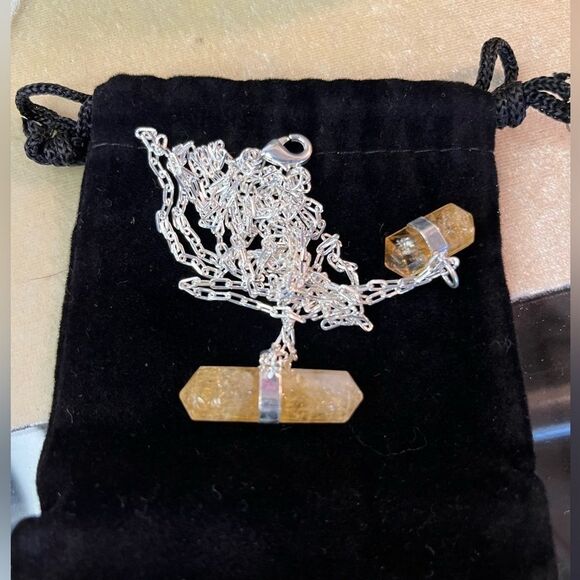 Brazilian Natural Citrine Double Layer Necklace 21-24” In Silvertone 38.50ctw - Picture 13 of 14